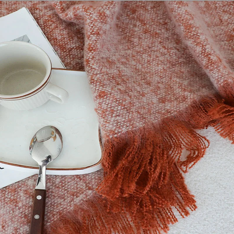 Couleur : Terracotta chiné - détail des franges