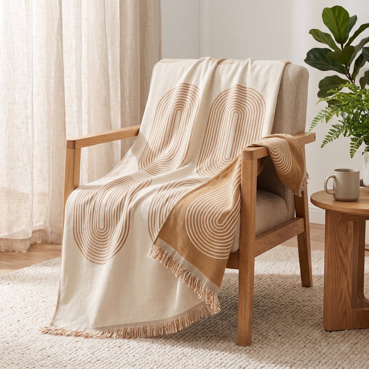 Couleur : Camel - format 180x90 cm sur un fauteuil